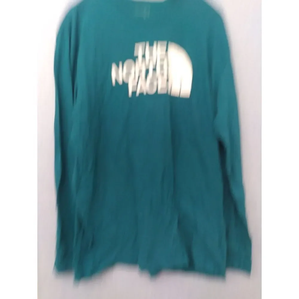 The North Face Long Sleeve Tee Shirt TNF Logo‎ Graphic Green Casual